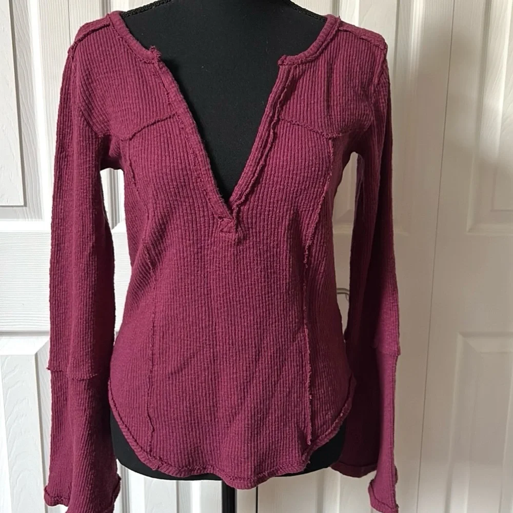Free People Give Me A Little Bell Sleeve Rib Top - Picture 7 of 14